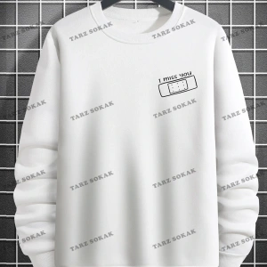 Y2K Unisex Two Rabbit with Flower Sweatshirt KOD 1542 Beyaz