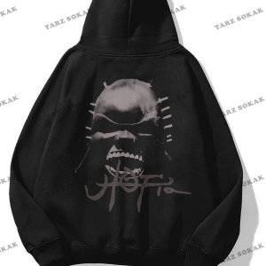 Y2K Unisex Utopia Mask Travis Scott Sweatshirt Hoodie KOD 1670 Siyah