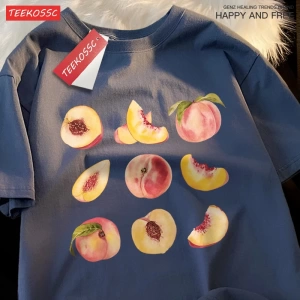 Y2k Vintage Tişört Tee 9 yolları yemek şeftali baskı