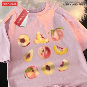 Y2k Vintage Tişört Tee 9 yolları yemek şeftali baskı