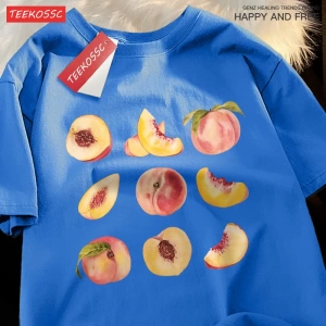 Y2k Vintage Tişört Tee 9 yolları yemek şeftali baskı