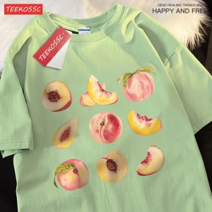 Y2k Vintage Tişört Tee 9 yolları yemek şeftali baskı
