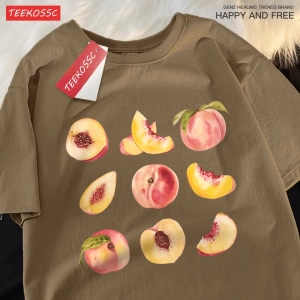 Y2k Vintage Tişört Tee 9 yolları yemek şeftali baskı