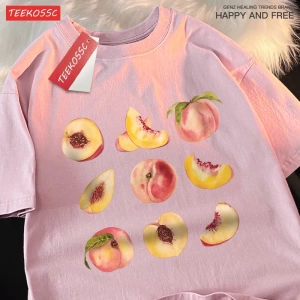 Y2k Vintage Tişört Tee 9 yolları yemek şeftali baskı