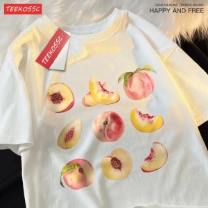 Y2k Vintage Tişört Tee 9 yolları yemek şeftali baskı