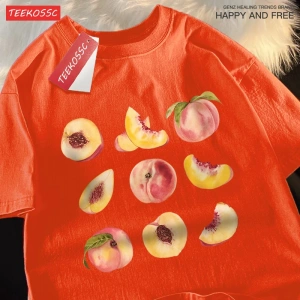 Y2k Vintage Tişört Tee 9 yolları yemek şeftali baskı