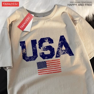 Y2k Vintage Tişört Tee Abd mektuplar amerikan bayrağı