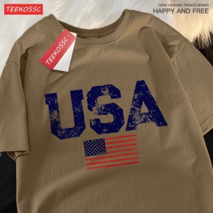 Y2k Vintage Tişört Tee Abd mektuplar amerikan bayrağı