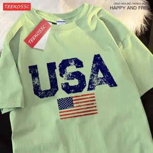 Y2k Vintage Tişört Tee Abd mektuplar amerikan bayrağı