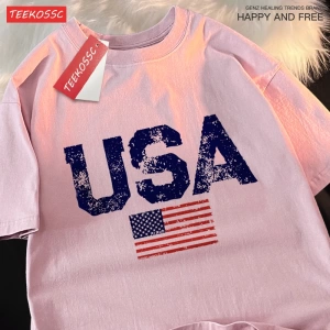 Y2k Vintage Tişört Tee Abd mektuplar amerikan bayrağı
