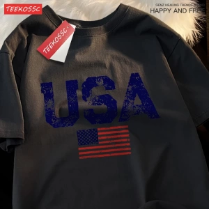Y2k Vintage Tişört Tee Abd mektuplar amerikan bayrağı