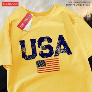 Y2k Vintage Tişört Tee Abd mektuplar amerikan bayrağı
