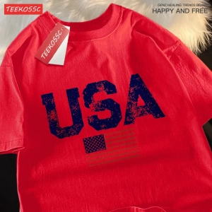 Y2k Vintage Tişört Tee Abd mektuplar amerikan bayrağı