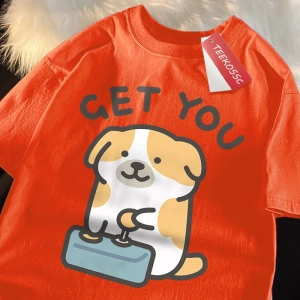 Y2k Vintage Tişört Tee Alıcı bebek eğlenceli köpek baskı