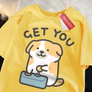 Y2k Vintage Tişört Tee Alıcı bebek eğlenceli köpek baskı