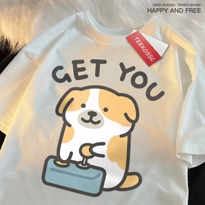 Y2k Vintage Tişört Tee Alıcı bebek eğlenceli köpek baskı