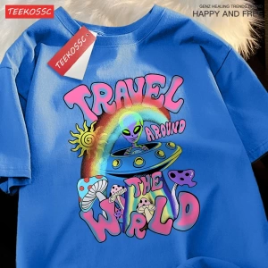 Y2k Vintage Tişört Tee Alien Ufo dünya