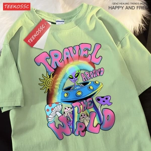 Y2k Vintage Tişört Tee Alien Ufo dünya