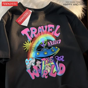 Y2k Vintage Tişört Tee Alien Ufo dünya