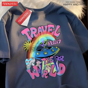 Y2k Vintage Tişört Tee Alien Ufo dünya