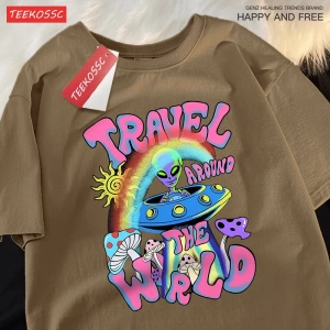 Y2k Vintage Tişört Tee Alien Ufo dünya