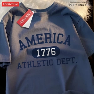 Y2k Vintage Tişört Tee Amerika 1776 atletik borç mektup