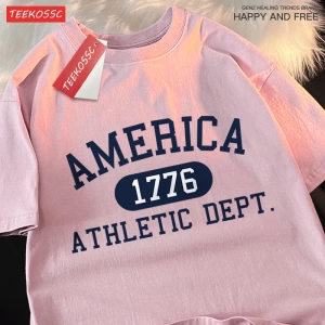 Y2k Vintage Tişört Tee Amerika 1776 atletik borç mektup