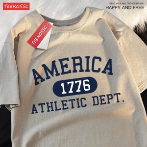 Y2k Vintage Tişört Tee Amerika 1776 atletik borç mektup