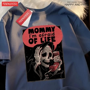 Y2k Vintage Tişört Tee Anne ben hayat korkuyor
