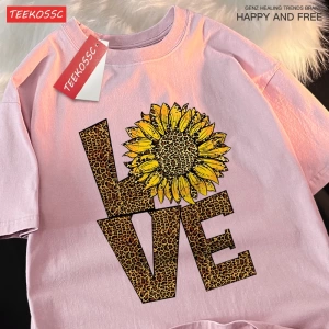 Y2k Vintage Tişört Tee Aşk leopar ayçiçeği