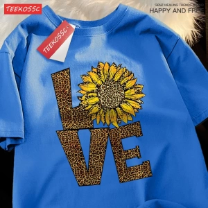 Y2k Vintage Tişört Tee Aşk leopar ayçiçeği