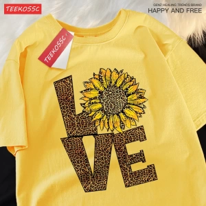 Y2k Vintage Tişört Tee Aşk leopar ayçiçeği