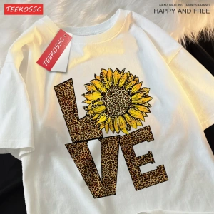 Y2k Vintage Tişört Tee Aşk leopar ayçiçeği
