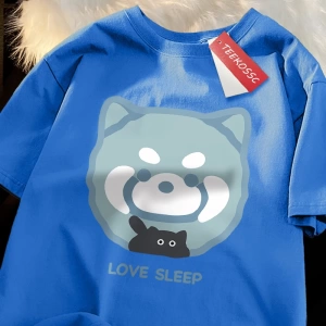 Y2k Vintage Tişört Tee Aşk uyku mavi rakun