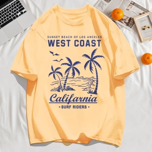 Y2k Vintage Tişört Tee Batı Sahili Califarnia Baskı