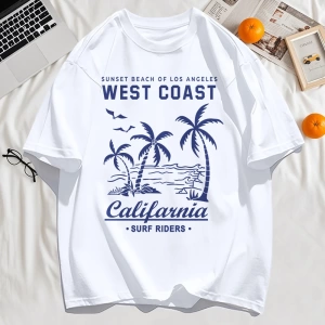 Y2k Vintage Tişört Tee Batı Sahili Califarnia Baskı