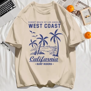 Y2k Vintage Tişört Tee Batı Sahili Califarnia Baskı