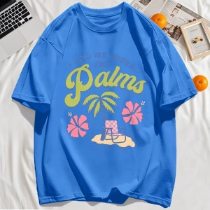 Y2k Vintage Tişört Tee Beni Avuç içi Bul Plaj Hindistan Cevizi Ağaçları Tasarım Baskı