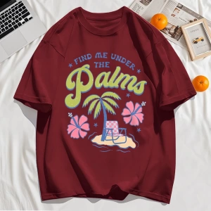 Y2k Vintage Tişört Tee Beni Avuç içi Bul Plaj Hindistan Cevizi Ağaçları Tasarım Baskı