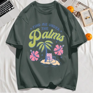 Y2k Vintage Tişört Tee Beni Avuç içi Bul Plaj Hindistan Cevizi Ağaçları Tasarım Baskı