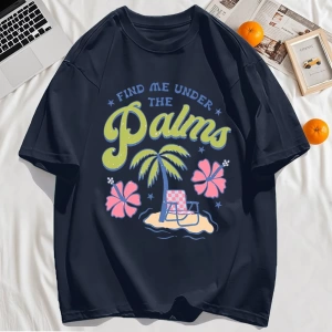 Y2k Vintage Tişört Tee Beni Avuç içi Bul Plaj Hindistan Cevizi Ağaçları Tasarım Baskı