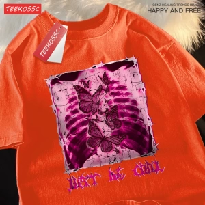 Y2k Vintage Tişört Tee Benim göbek kelebekler dolu