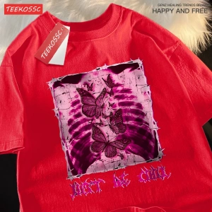 Y2k Vintage Tişört Tee Benim göbek kelebekler dolu