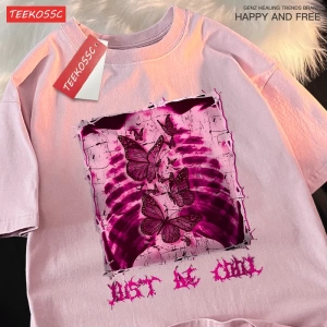 Y2k Vintage Tişört Tee Benim göbek kelebekler dolu