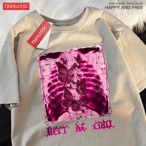 Y2k Vintage Tişört Tee Benim göbek kelebekler dolu