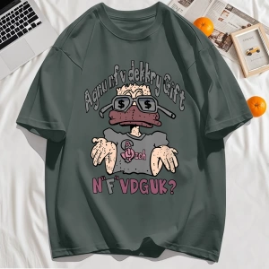 Y2k Vintage Tişört Tee Bir İnsan Gözlük Giyen Baskı