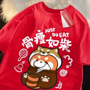 Y2k Vintage Tişört Tee Bir zayıf rakun japon tarzı