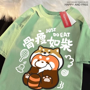 Y2k Vintage Tişört Tee Bir zayıf rakun japon tarzı