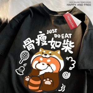 Y2k Vintage Tişört Tee Bir zayıf rakun japon tarzı