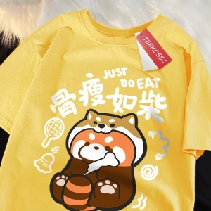 Y2k Vintage Tişört Tee Bir zayıf rakun japon tarzı